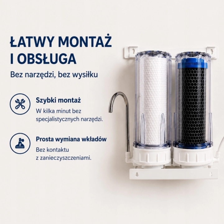 Filtr do wody na kran dwustopniowy PP + węgiel aktywny Do kranu w kuchni