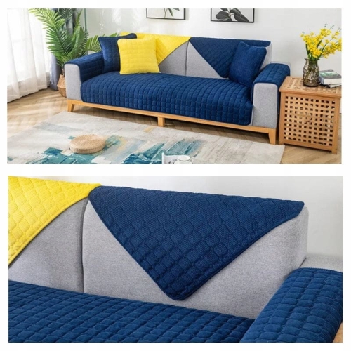 Pokrowiec na Kanapę Narożną Elegancka Narzuta 70x70 granatowy