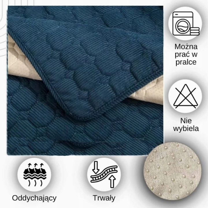 Pokrowiec na Kanapę Narożną Elegancka Narzuta 70x70 granatowy
