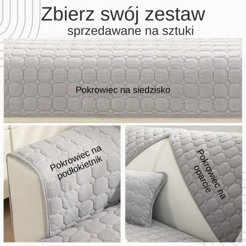 Pokrowiec na Kanapę Narożną Elegancka Narzuta 70x70 Jasnoszary