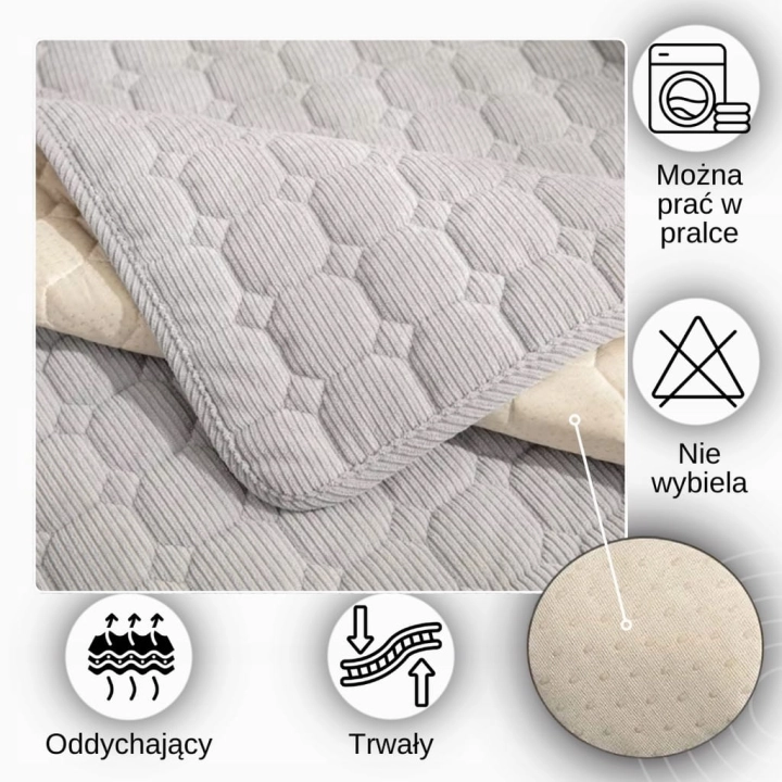Pokrowiec na Kanapę Narożną Elegancka Narzuta 70x70 Jasnoszary