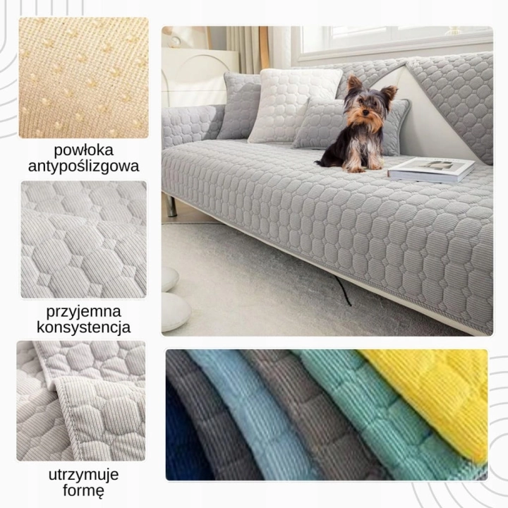 Pokrowiec na Kanapę Narożną Elegancka Narzuta 70x70 Jasnoszary