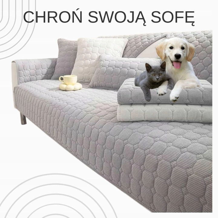 Pokrowiec na Kanapę Narożną Elegancka Narzuta 70x70 Jasnoszary