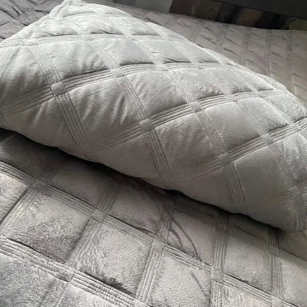 Duży koc narzuta welurowa pled na łóżko miękki 220x240 jasnoszary