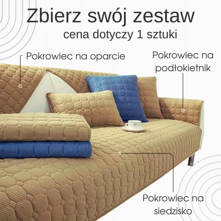 Pokrowiec Narzuta na Kanapę narożnik Sofę Wersalkę fotel 70x70